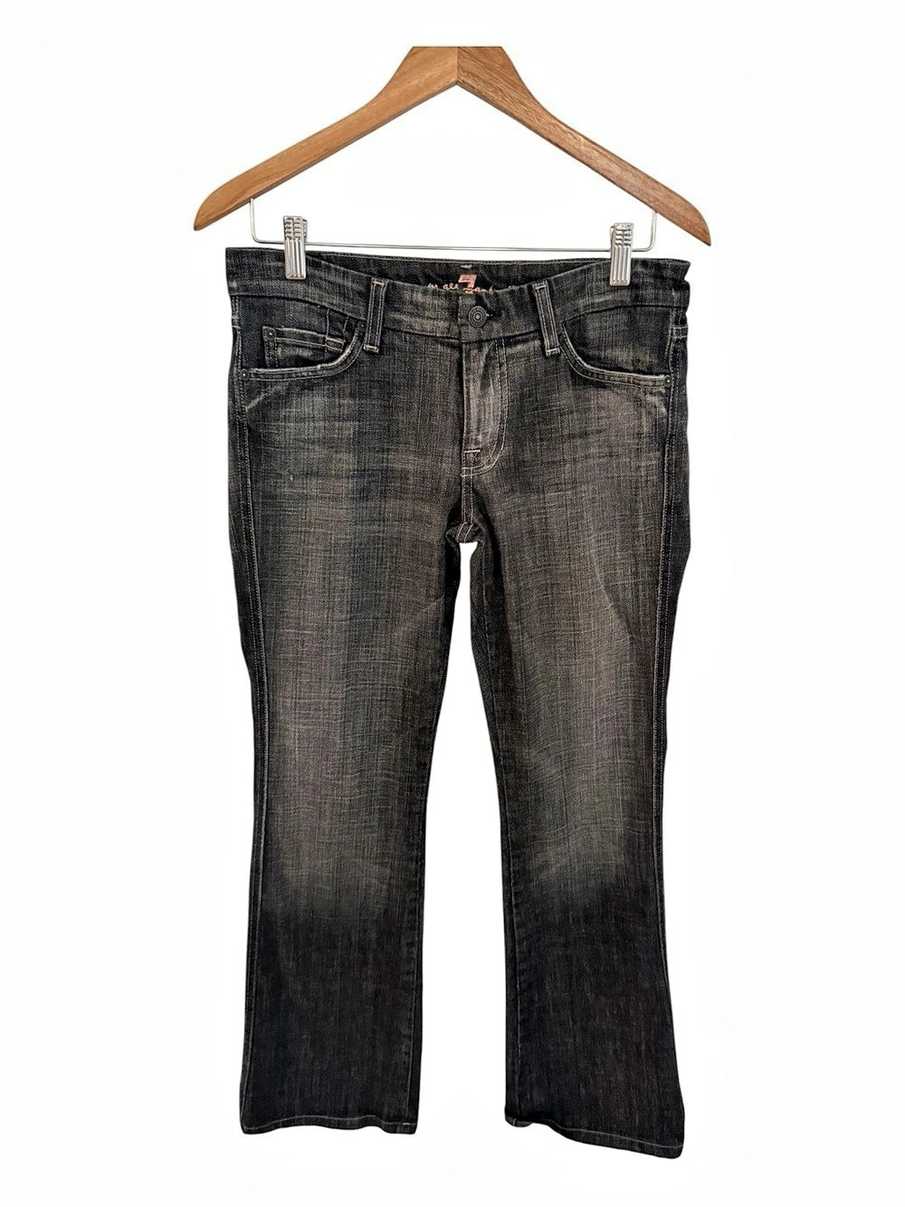 for all mankind A Pocket Black Distressed Bootcut Jeans EUC Vintage Premium